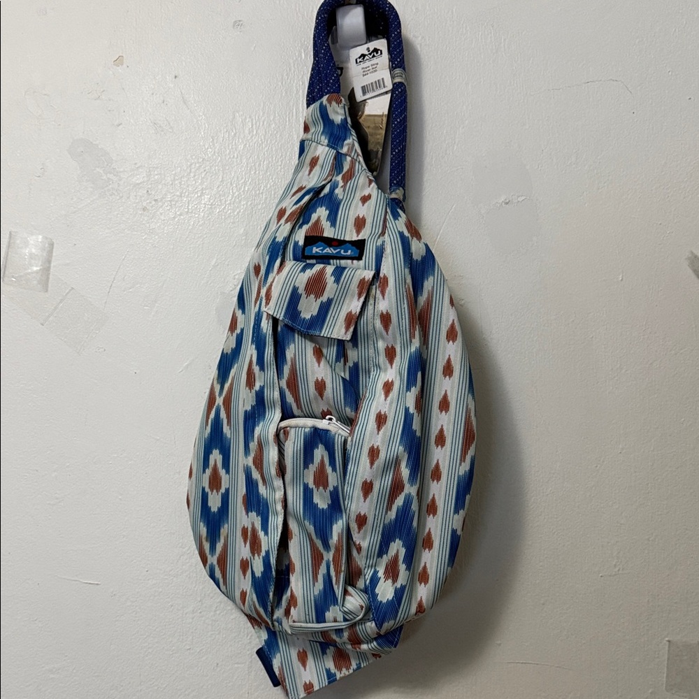 KAVU Rope Sling Bag - Design: River Ikat - Measures 18"x11"x4" - New